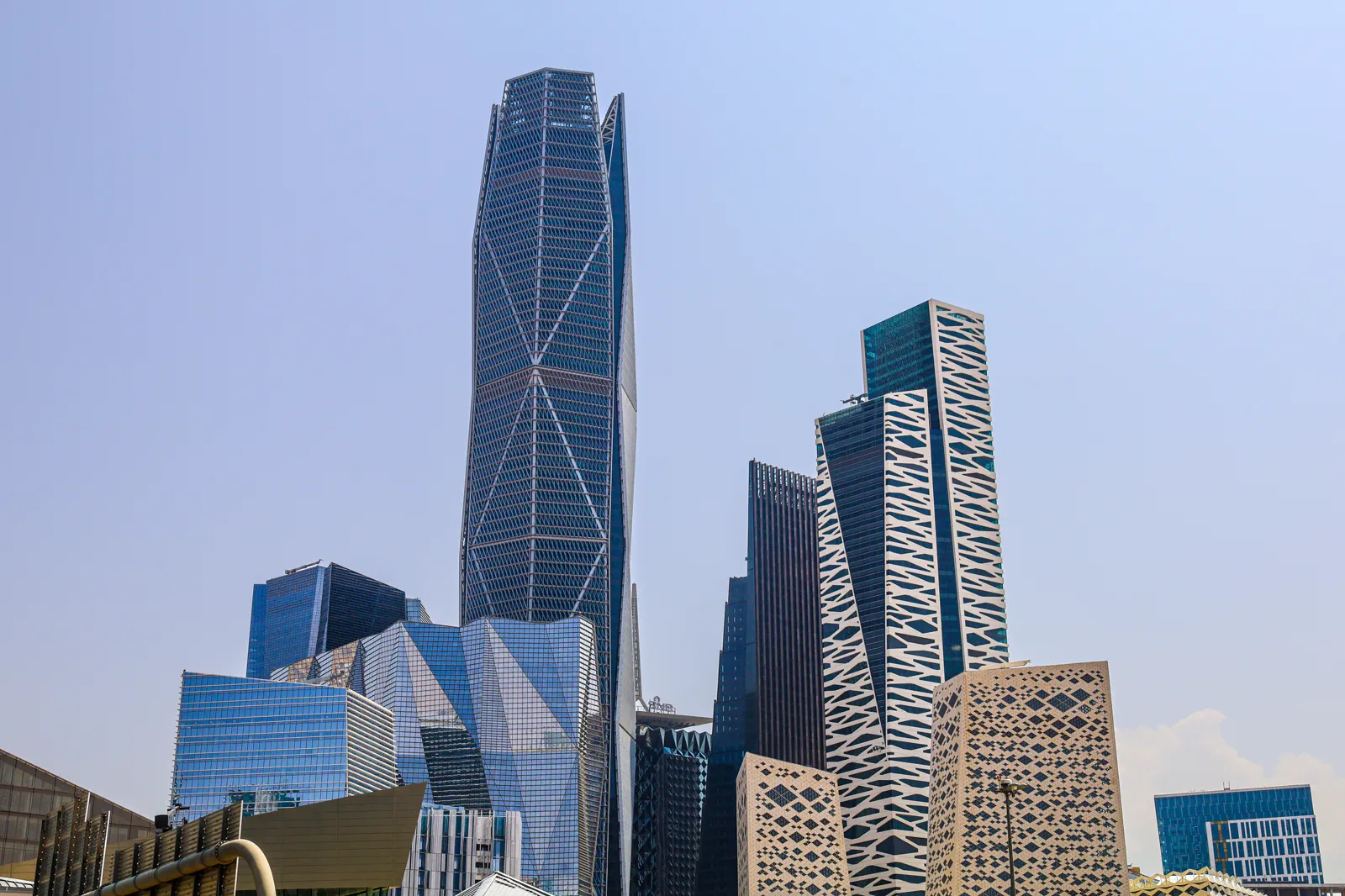King Abdullah Financial District business towers against a clear Riyadh sky